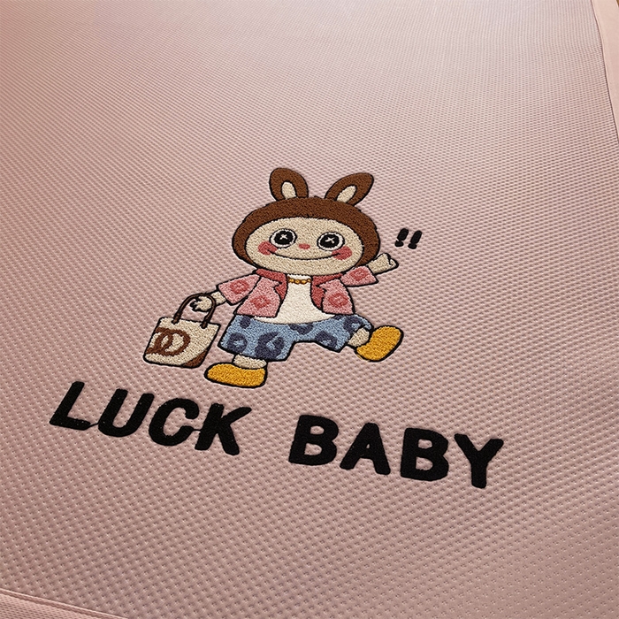 91家纺网 家纺一手货源 找家纺 炫拼家纺 2026新款A类满天星凉豆豆卡通毛巾绣大包边复合凉席 幸运布布-粉