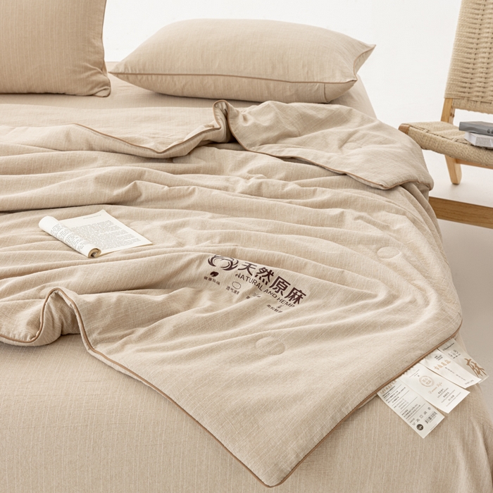 91家纺网 家纺一手货源 找家纺 迪梵家纺 2026春夏新款A类古法天然原麻生态夏被空调被棉麻夏凉被子被芯 天然原麻-浅咖