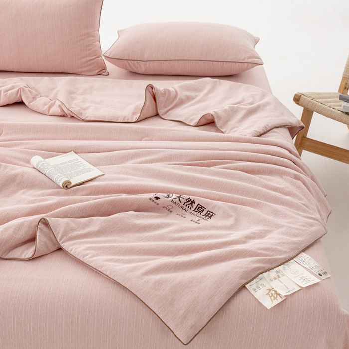 91家纺网 家纺一手货源 找家纺 迪梵家纺 2026春夏新款A类古法天然原麻生态夏被空调被棉麻夏凉被子被芯 天然原麻-豆沙