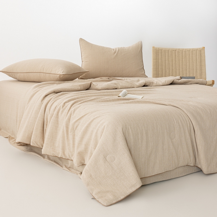 91家纺网 家纺一手货源 找家纺 迪梵家纺 2026春夏新款A类古法天然原麻生态夏被空调被棉麻夏凉被子被芯 天然原麻-浅咖