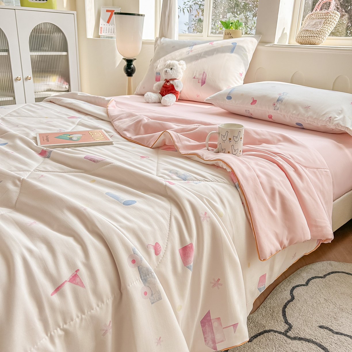 91家纺网 家纺一手货源 找家纺 富艺隆 2026新款A类水洗棉双层纱夏被空调被 皱皱纱夏凉被 儿童乐园