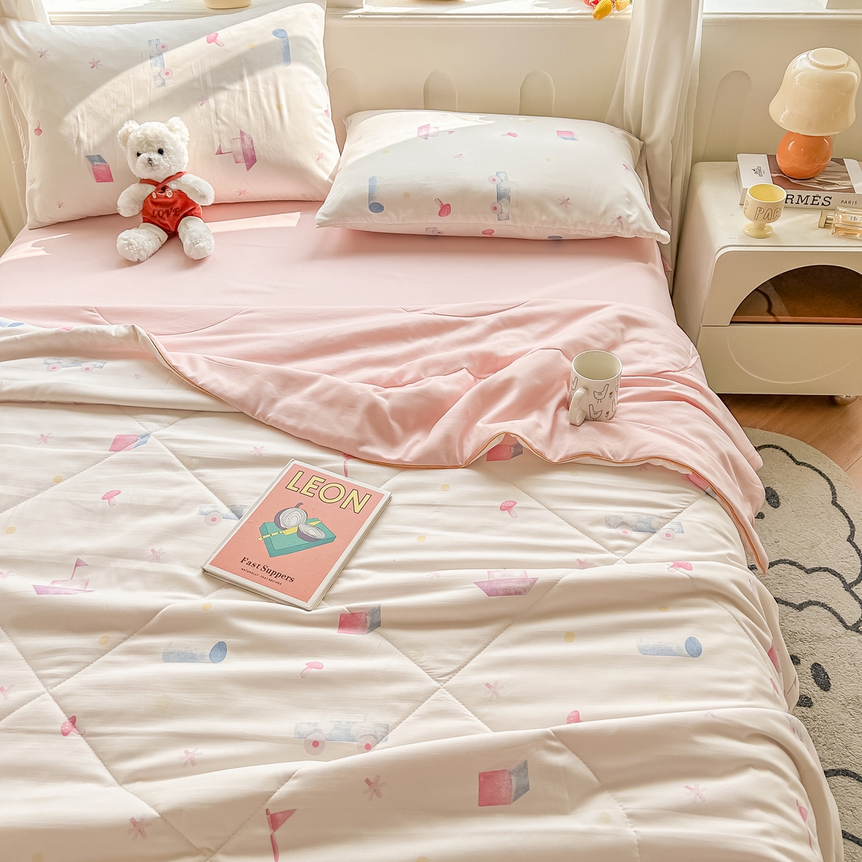 91家纺网 家纺一手货源 找家纺 富艺隆 2026新款A类水洗棉双层纱夏被空调被 皱皱纱夏凉被 儿童乐园