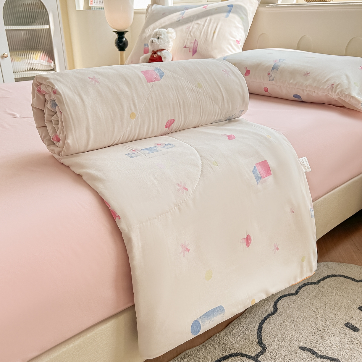 91家纺网 家纺一手货源 找家纺 富艺隆 2026新款A类水洗棉双层纱夏被空调被 皱皱纱夏凉被 儿童乐园