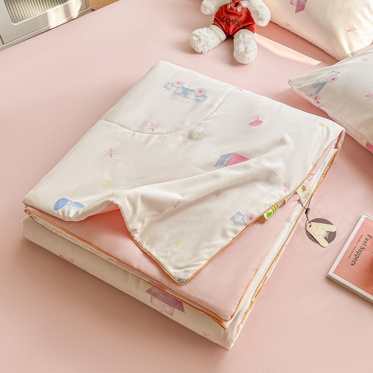 91家纺网 家纺一手货源 找家纺 富艺隆 2026新款A类水洗棉双层纱夏被空调被 皱皱纱夏凉被 儿童乐园