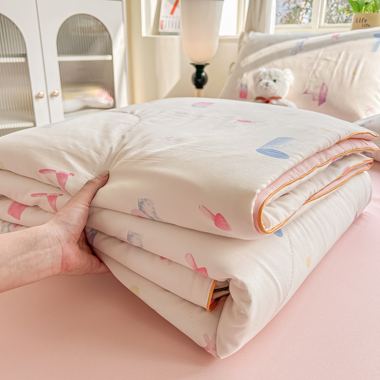 91家纺网 家纺一手货源 找家纺 富艺隆 2026新款A类水洗棉双层纱夏被空调被 皱皱纱夏凉被 儿童乐园