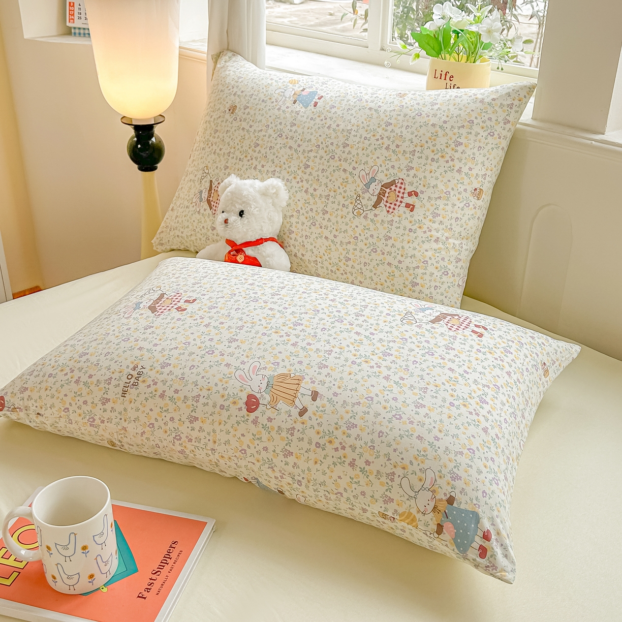 91家纺网 家纺一手货源 找家纺 富艺隆 2026新款A类水洗棉双层纱夏被空调被 皱皱纱夏凉被 小兔莉莉