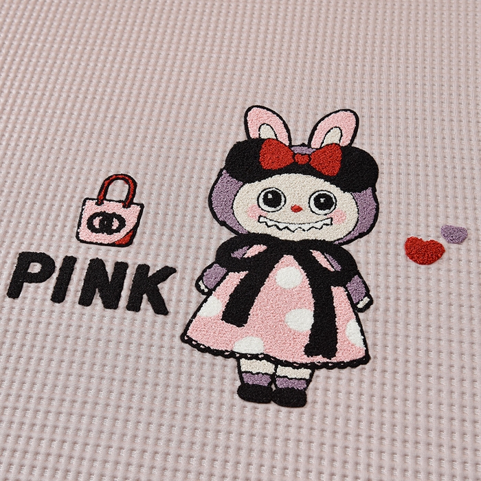 91家纺网 家纺一手货源 找家纺 炫拼家纺 2026新款A类凉豆豆华夫格卡通绣花床笠席 名媛兔