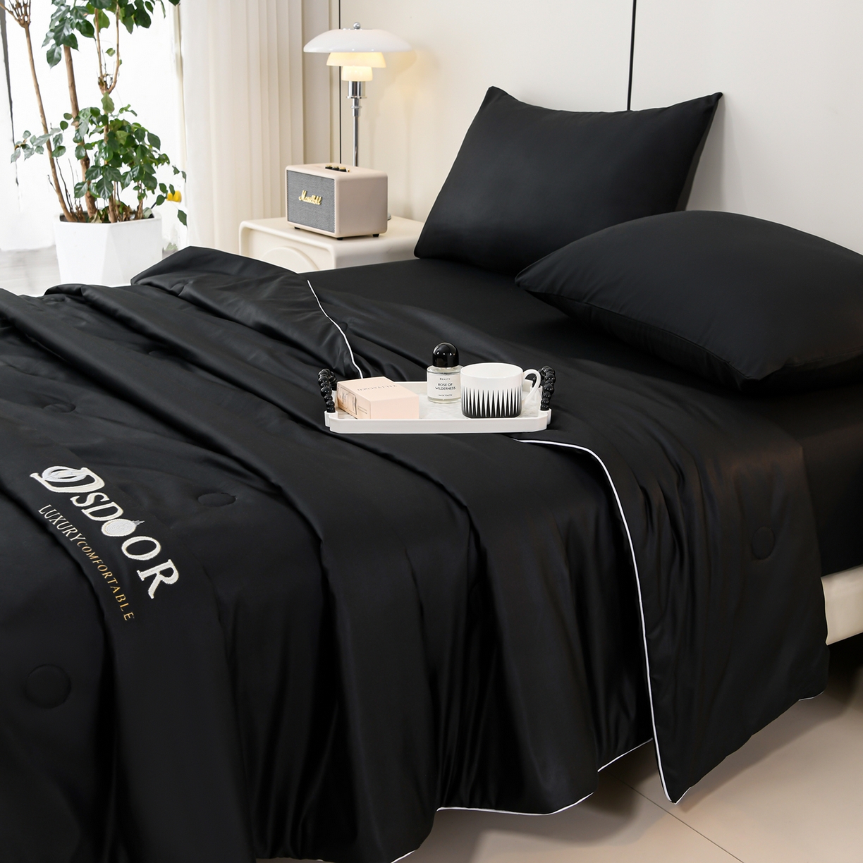 91家纺网 家纺一手货源 找家纺 （总）预言家纺 2026新款水洗冰丝床笠款夏被四件套空调被跨境外贸床笠款