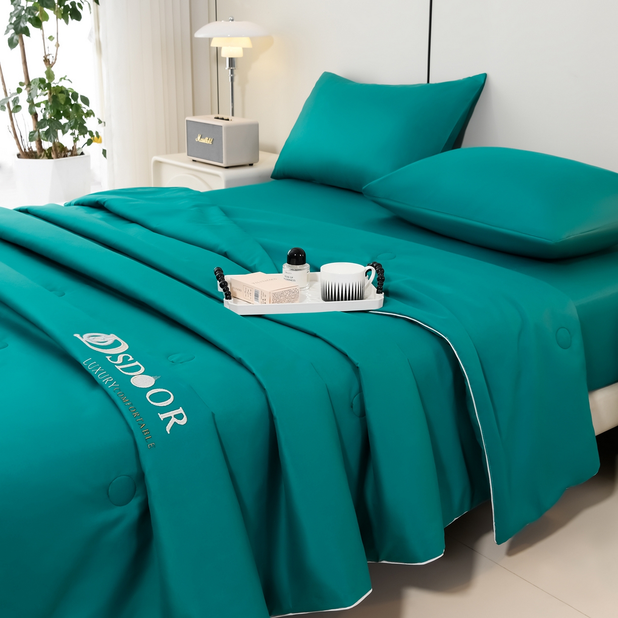 91家纺网 家纺一手货源 找家纺 （总）预言家纺 2026新款水洗冰丝床笠款夏被四件套空调被跨境外贸床笠款