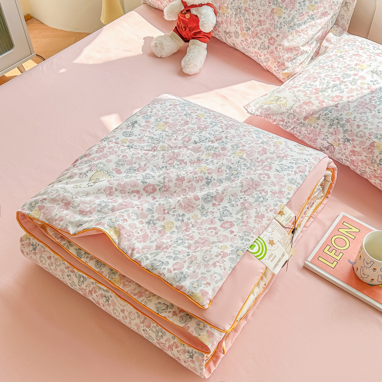 91家纺网 家纺一手货源 找家纺 富艺隆 2026新款A类水洗棉双层纱夏被空调被 皱皱纱夏凉被 幸运可爱兔