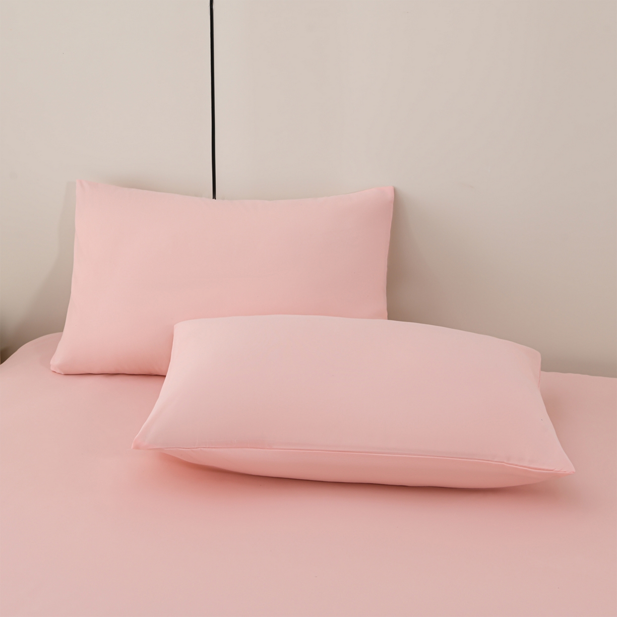 91家纺网 家纺一手货源 找家纺 预言家纺 2026新款水洗冰丝床笠款夏被四件套空调被跨境外贸床笠款 慕斯粉