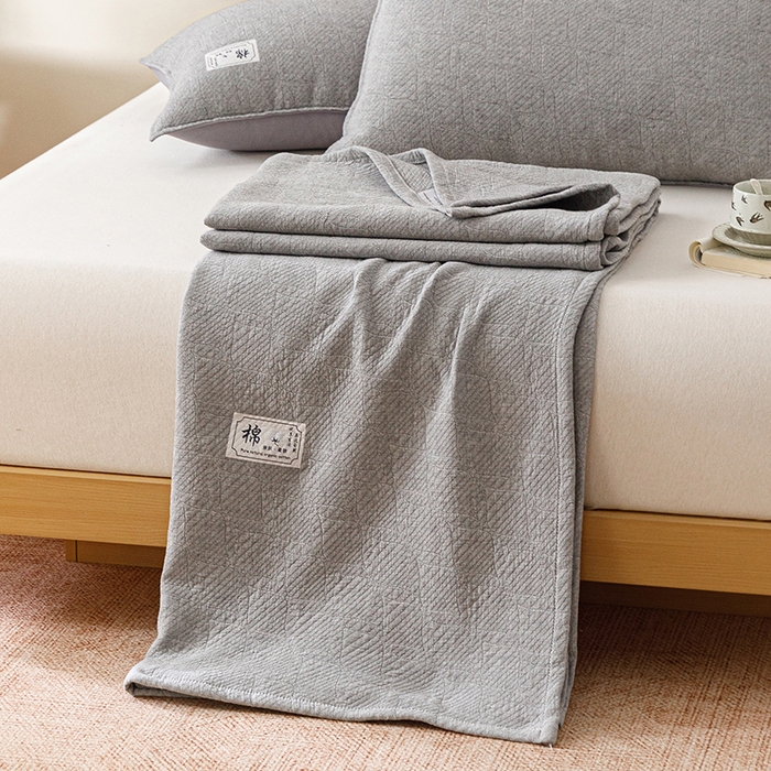 91家纺网 家纺一手货源 找家纺 （总）悦然毛巾被 2026新款素色提花全棉三层纱盖毯毛巾被A类休闲毯