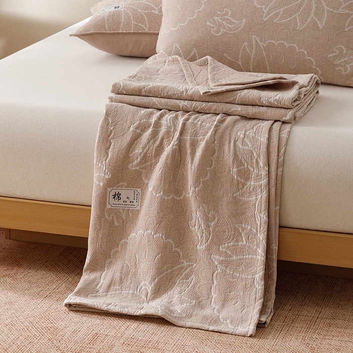 91家纺网 家纺一手货源 找家纺 （总）悦然毛巾被 2026新款素色提花全棉三层纱盖毯毛巾被A类休闲毯