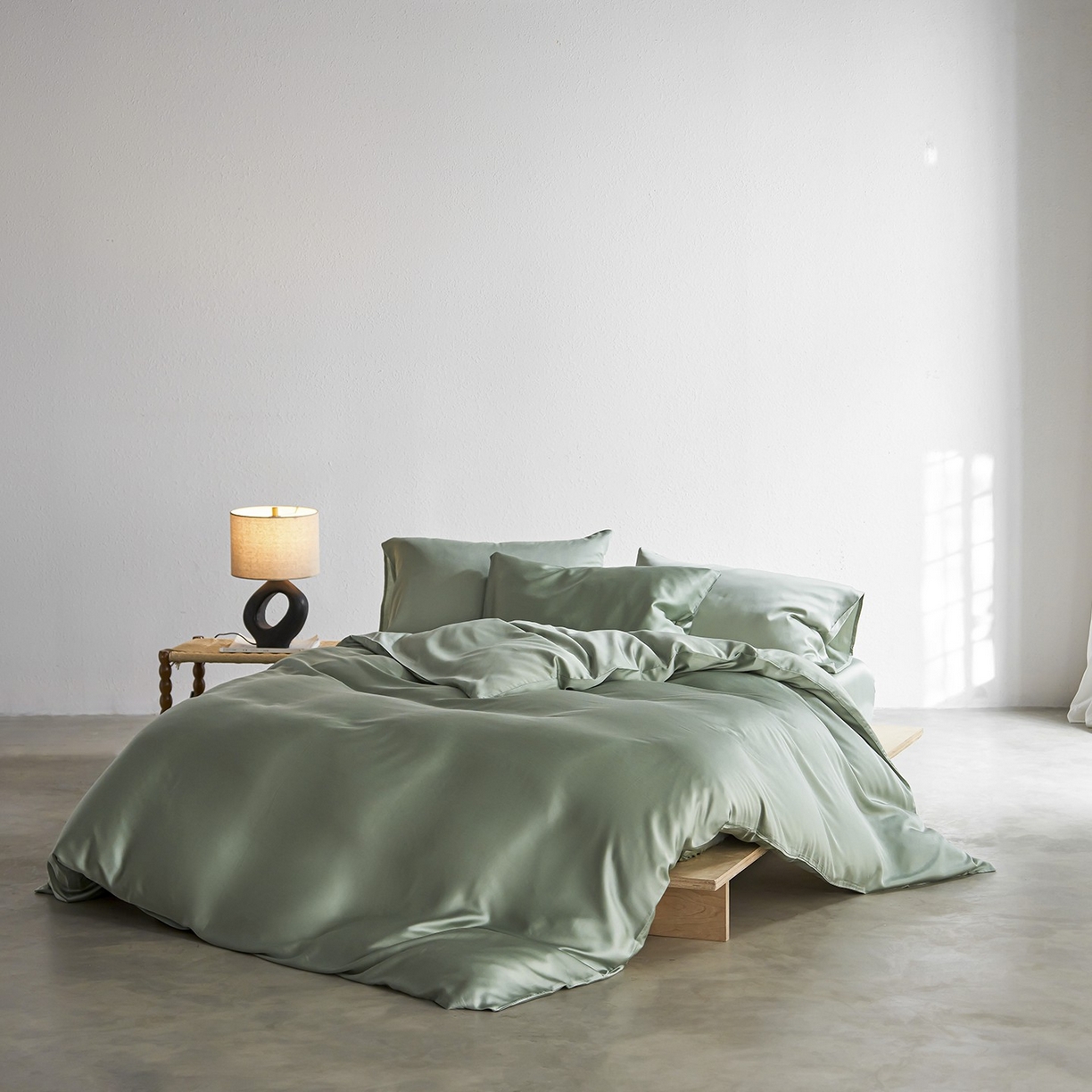 轩和家居 2026新款60支奥地利兰精天丝四件套 春熙绿