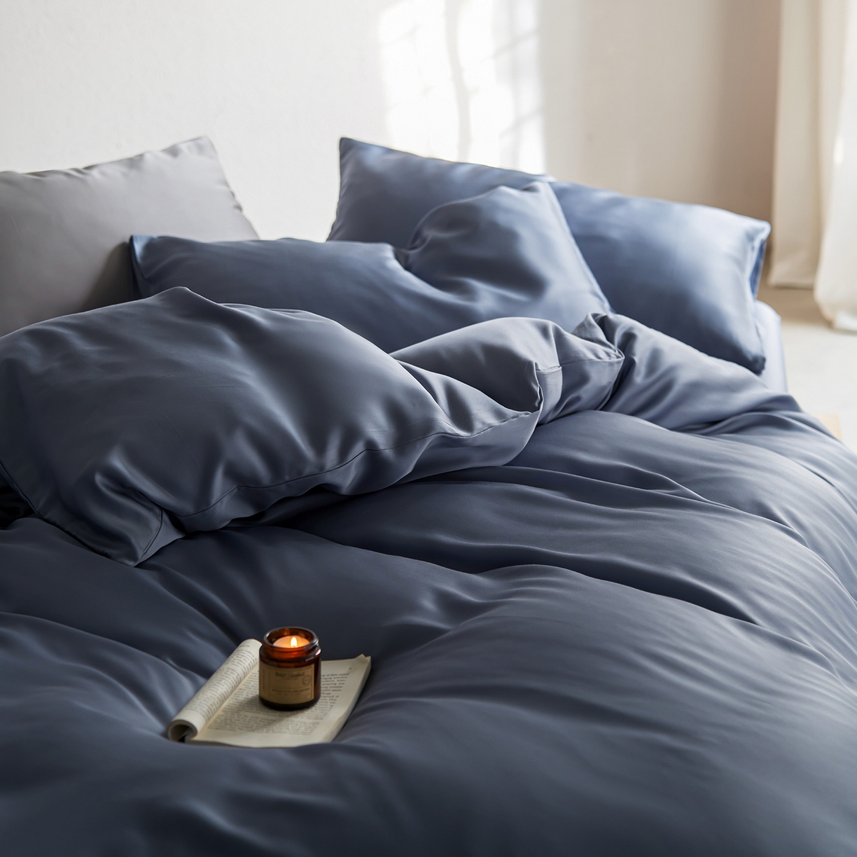 91家纺网 家纺一手货源 找家纺 轩和家居 2026新款60支奥地利兰精天丝四件套 劳伦蓝