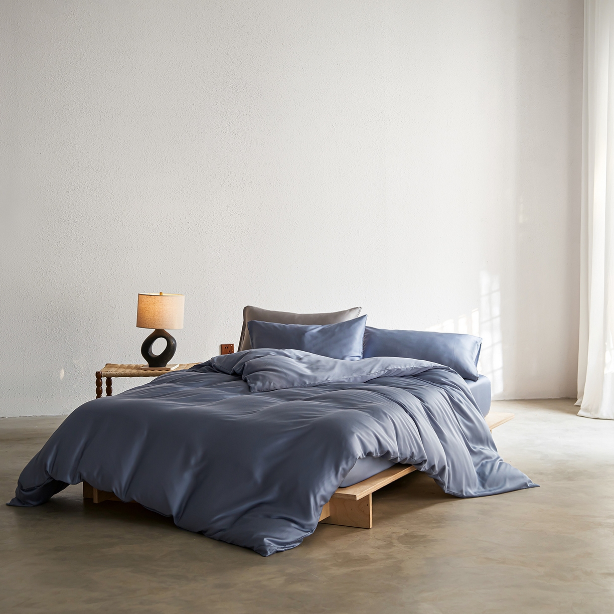 轩和家居 2026新款60支奥地利兰精天丝四件套 劳伦蓝