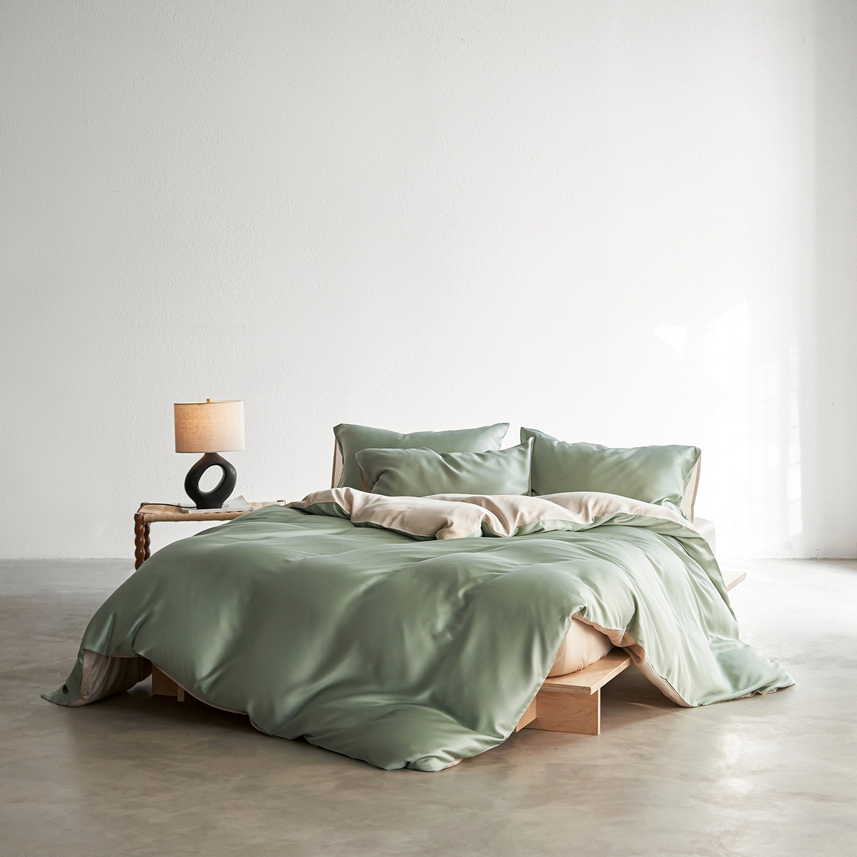 轩和家居 2026新款60支奥地利兰精天丝四件套 春熙绿+铂光金