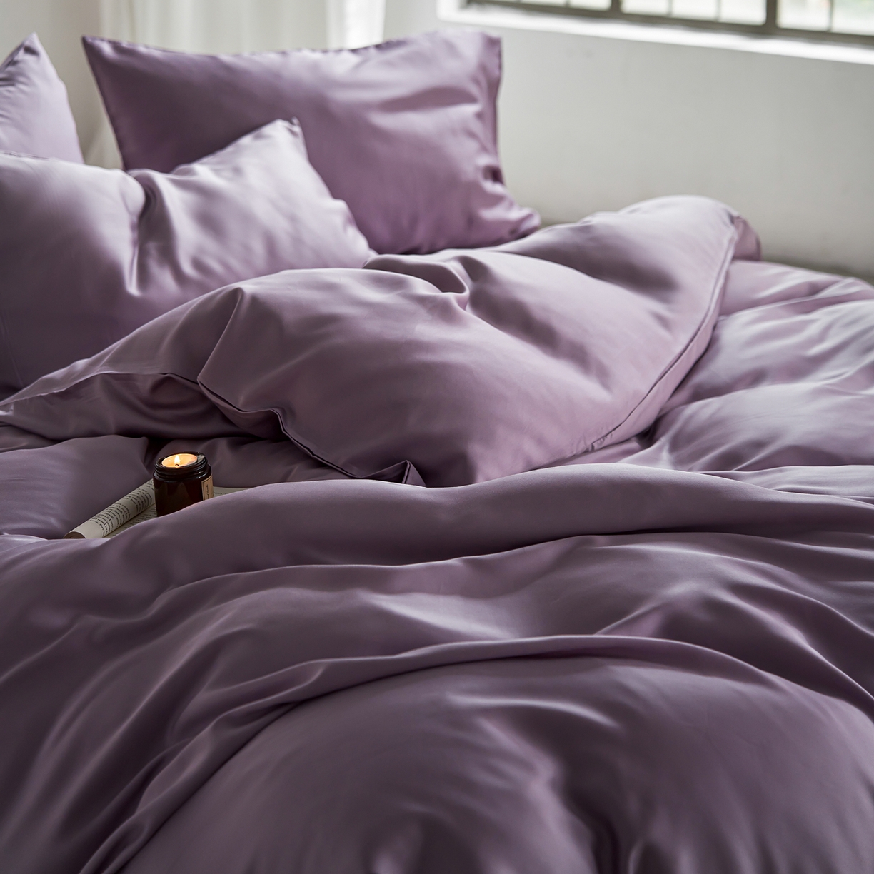 91家纺网 家纺一手货源 找家纺 轩和家居 2026新款60支奥地利兰精天丝四件套 香气紫