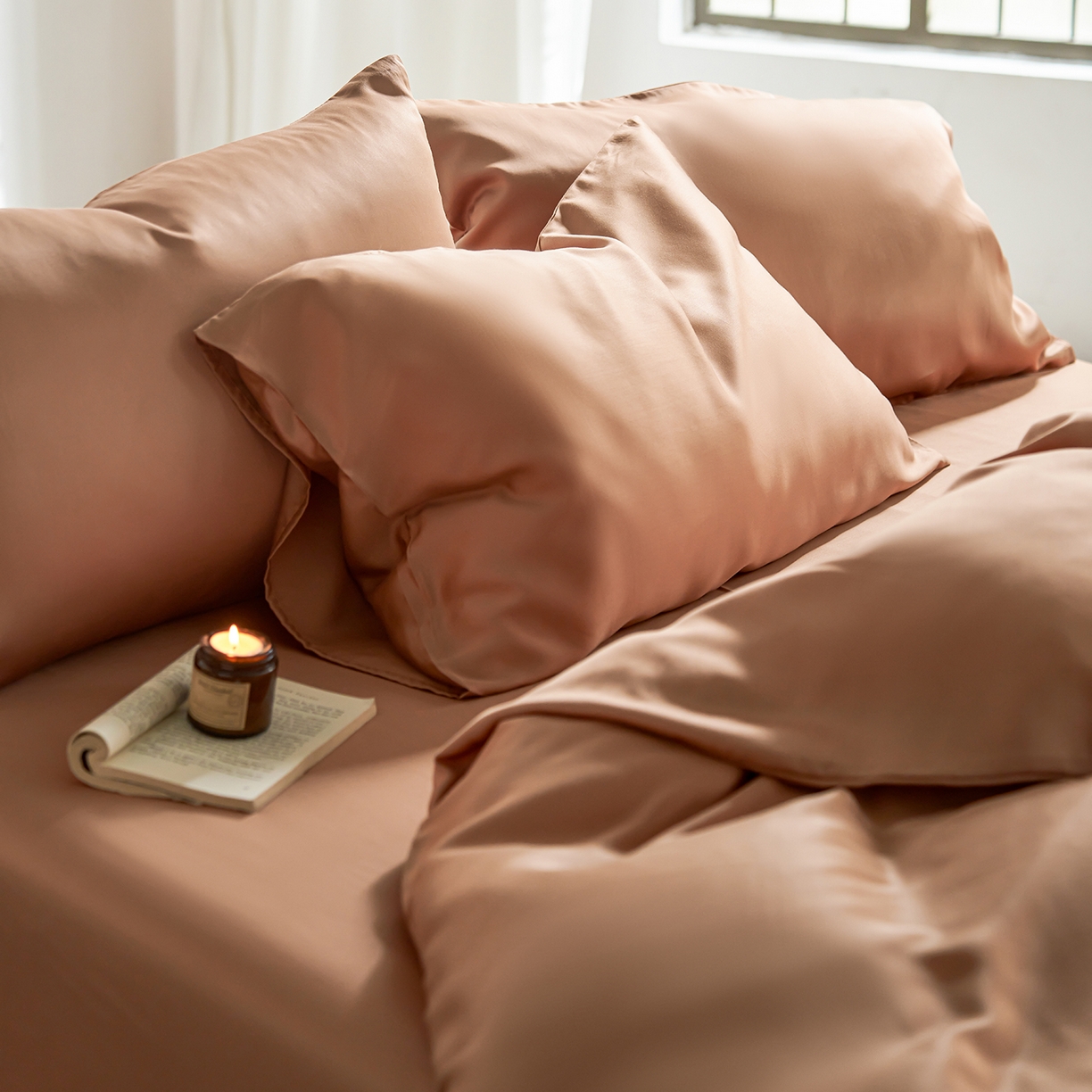 91家纺网 家纺一手货源 找家纺 轩和家居 2026新款60支奥地利兰精天丝四件套 拿铁咖