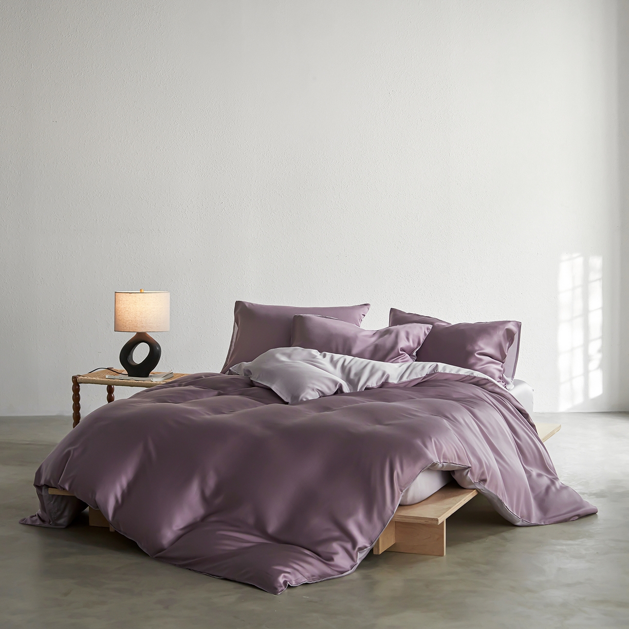 轩和家居 2026新款60支奥地利兰精天丝四件套 鸢尾紫+事后清晨