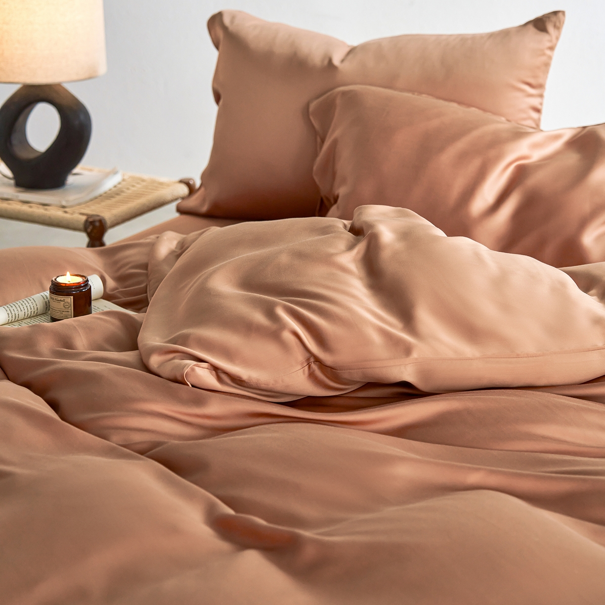 91家纺网 家纺一手货源 找家纺 轩和家居 2026新款60支奥地利兰精天丝四件套 拿铁咖