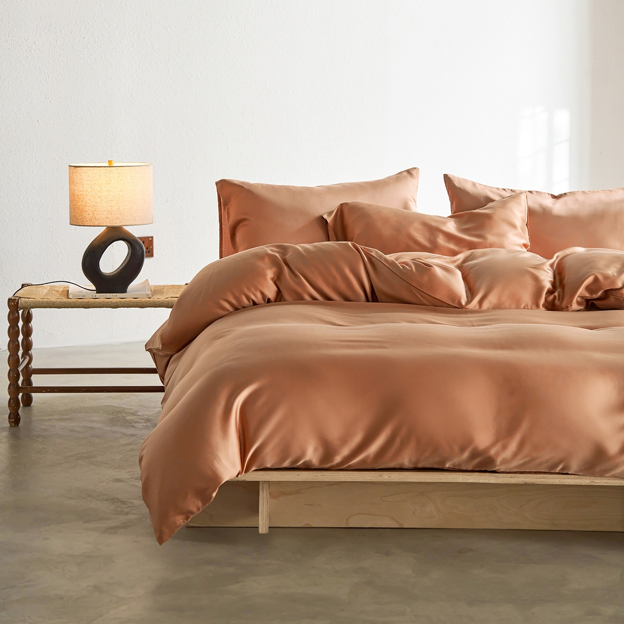 91家纺网 家纺一手货源 找家纺 轩和家居 2026新款60支奥地利兰精天丝四件套 拿铁咖