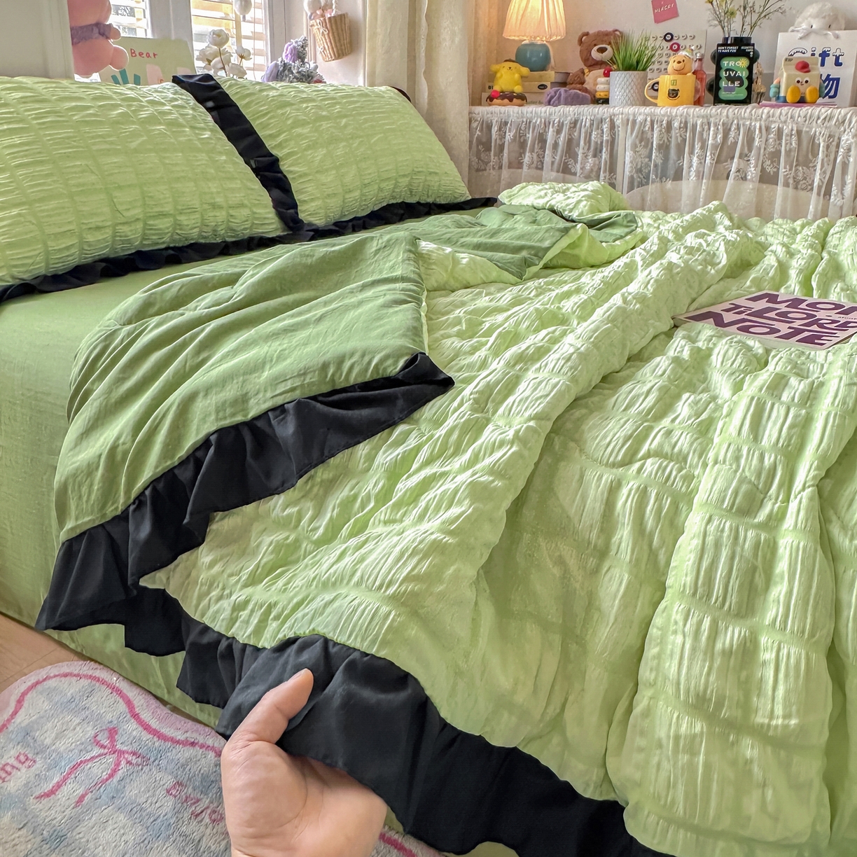 91家纺网 家纺一手货源 找家纺 （总）优卡迪家纺馆 2026新款泡泡纱黑花边大豆夏被被子被芯下载文件包含买家秀