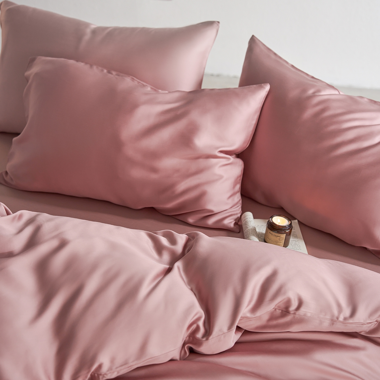 91家纺网 家纺一手货源 找家纺 轩和家居 2026新款60支奥地利兰精天丝四件套 胭脂粉