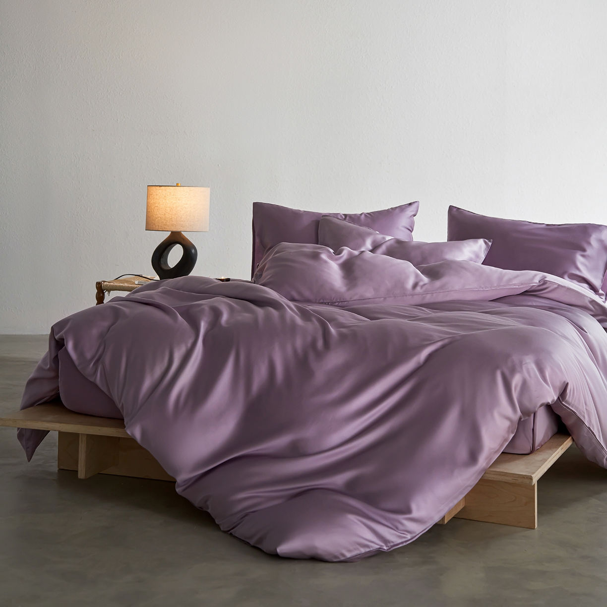 91家纺网 家纺一手货源 找家纺 轩和家居 2026新款60支奥地利兰精天丝四件套 香气紫