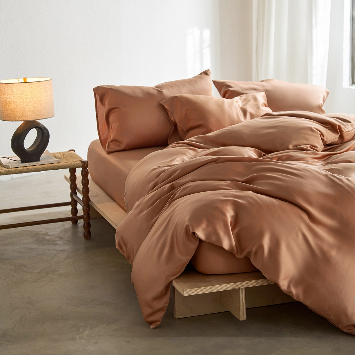 91家纺网 家纺一手货源 找家纺 轩和家居 2026新款60支奥地利兰精天丝四件套 拿铁咖