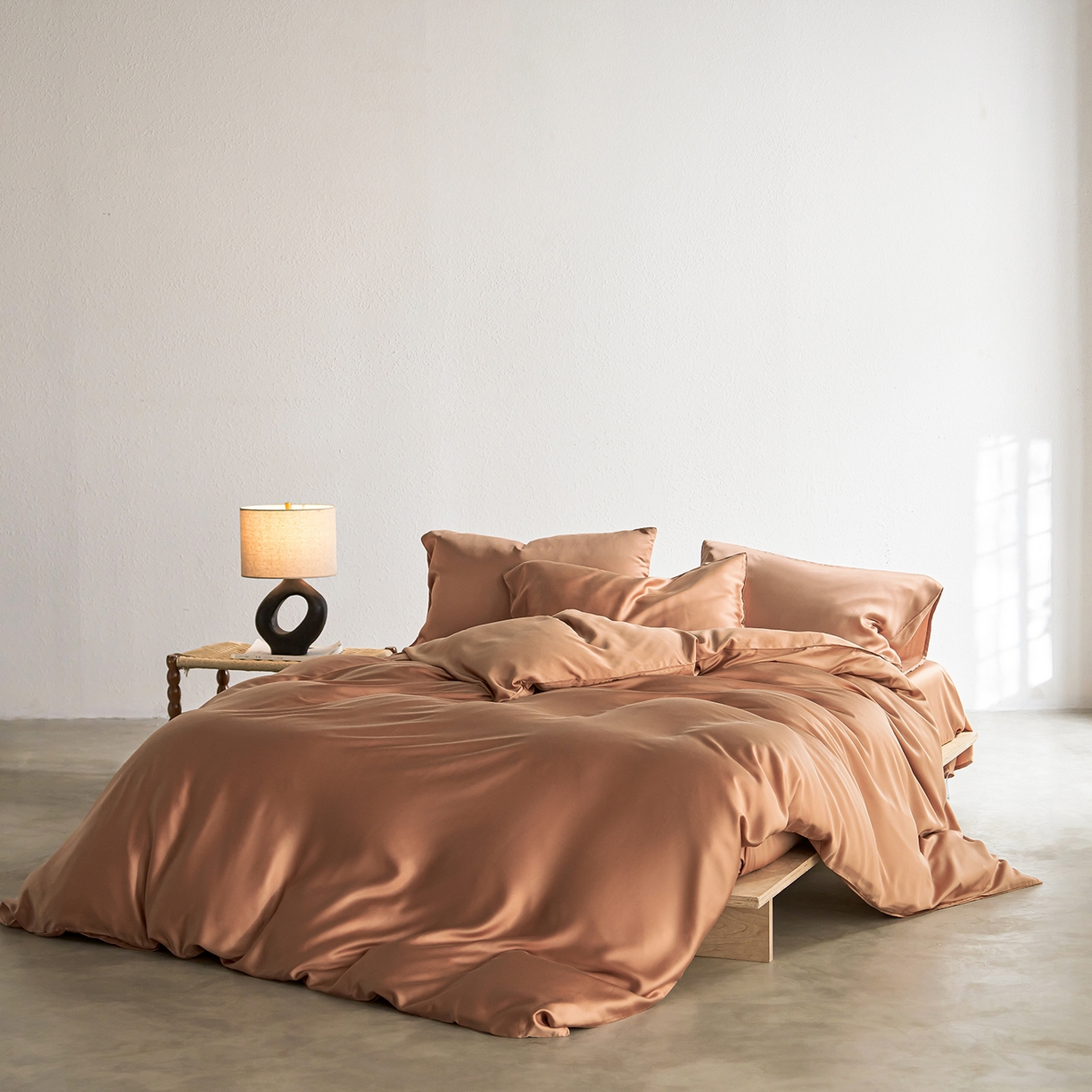 轩和家居 2026新款60支奥地利兰精天丝四件套 拿铁咖