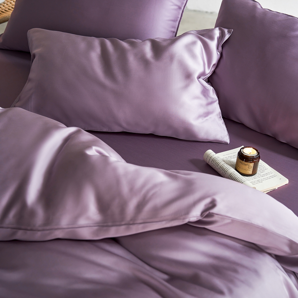 91家纺网 家纺一手货源 找家纺 轩和家居 2026新款60支奥地利兰精天丝四件套 香气紫