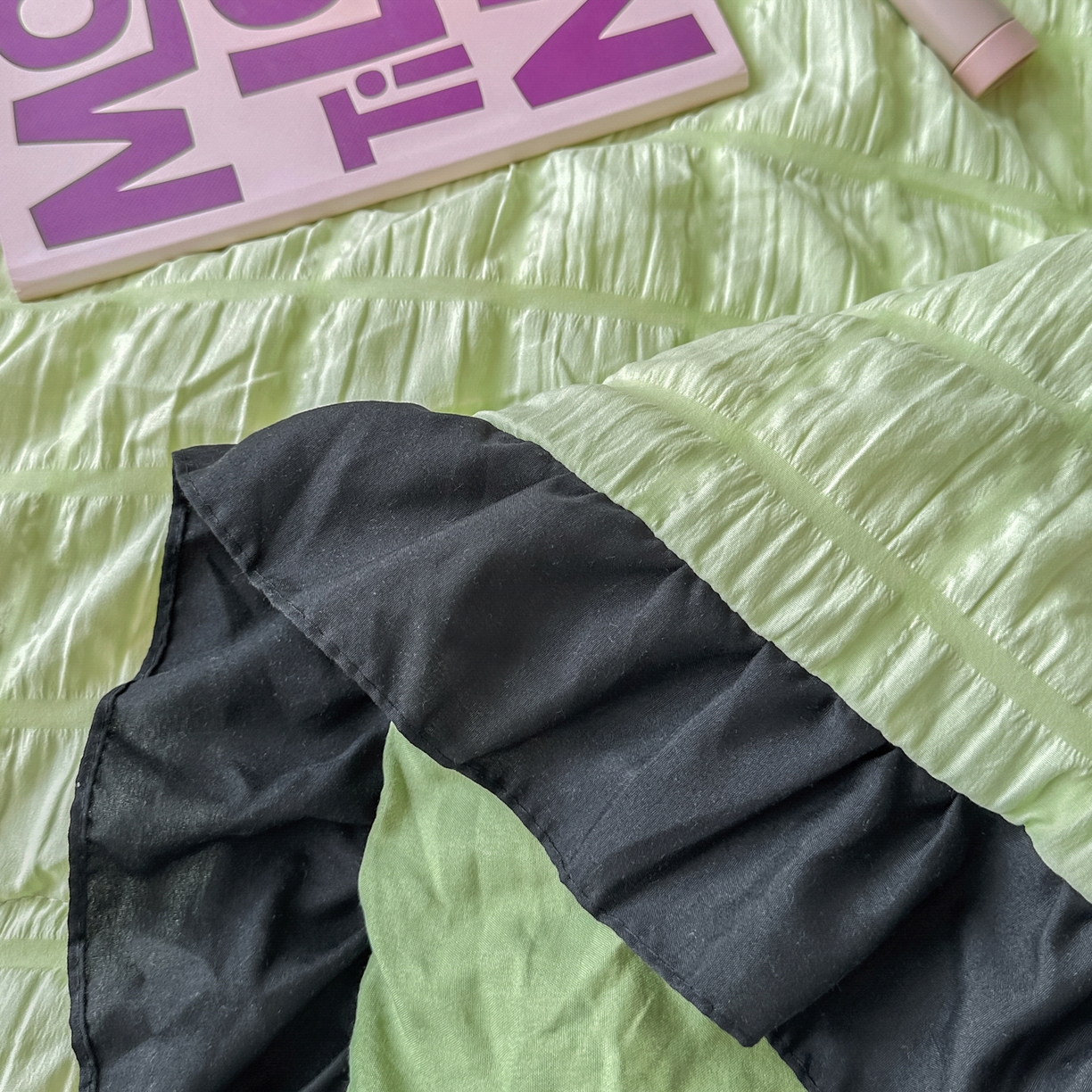 91家纺网 家纺一手货源 找家纺 优卡迪家纺馆 2026新款泡泡纱黑花边大豆夏被被子被芯下载文件包含买家秀 青柠蜜瓜