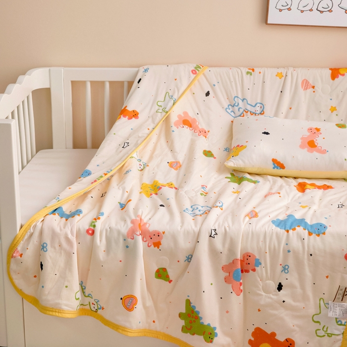 91家纺网 家纺一手货源 找家纺 鱼宝 2026春夏新款儿童针织棉夏被夏凉被空调被 波点恐龙