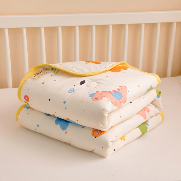 91家纺网 家纺一手货源 找家纺 鱼宝 2026春夏新款儿童针织棉夏被夏凉被空调被 波点恐龙