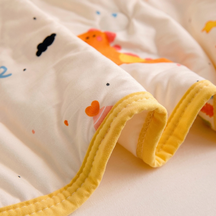 91家纺网 家纺一手货源 找家纺 鱼宝 2026春夏新款儿童针织棉夏被夏凉被空调被 波点恐龙