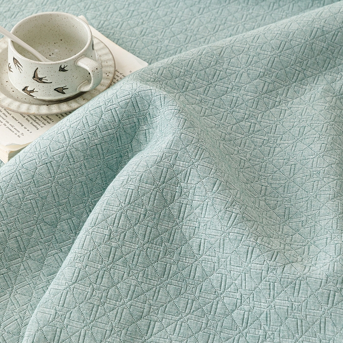 91家纺网 家纺一手货源 找家纺 悦然毛巾被 2026新款素色提花全棉三层纱盖毯毛巾被A类休闲毯 素野绿