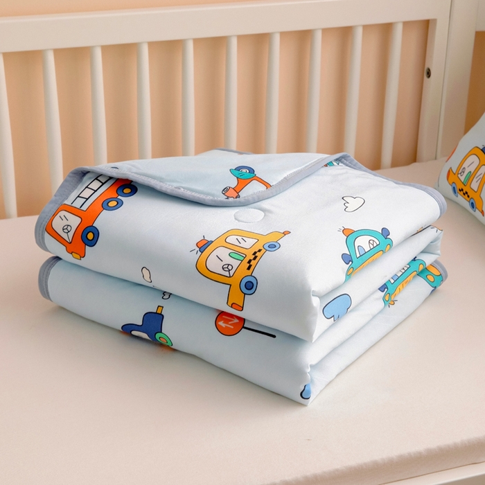 91家纺网 家纺一手货源 找家纺 鱼宝 2026春夏新款儿童针织棉夏被夏凉被空调被 嘟嘟车