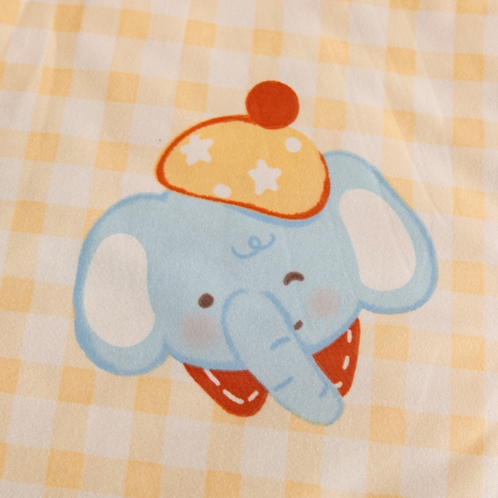 91家纺网 家纺一手货源 找家纺 鱼宝 2026春夏新款儿童针织棉夏被夏凉被空调被 格子小象