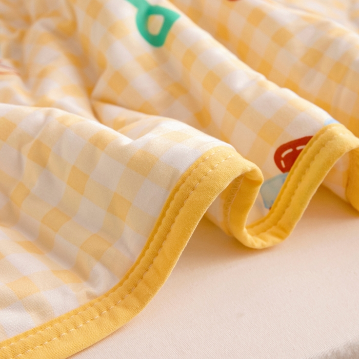 91家纺网 家纺一手货源 找家纺 鱼宝 2026春夏新款儿童针织棉夏被夏凉被空调被 格子小象