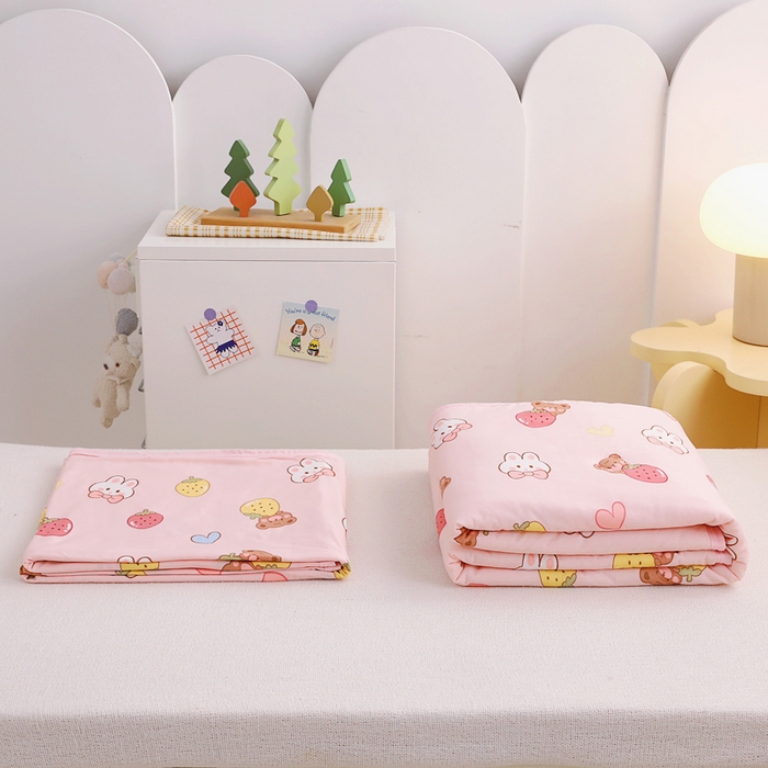 91家纺网 家纺一手货源 找家纺 鱼宝 2026春夏新款儿童针织棉夏被夏凉被空调被 果冻兔