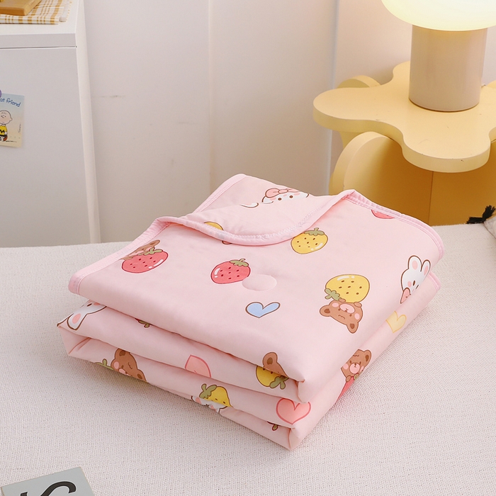 91家纺网 家纺一手货源 找家纺 鱼宝 2026春夏新款儿童针织棉夏被夏凉被空调被 果冻兔