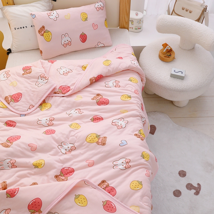 91家纺网 家纺一手货源 找家纺 鱼宝 2026春夏新款儿童针织棉夏被夏凉被空调被 果冻兔