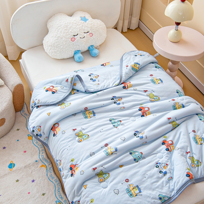 91家纺网 家纺一手货源 找家纺 鱼宝 2026春夏新款儿童针织棉夏被夏凉被空调被 汽车总动员