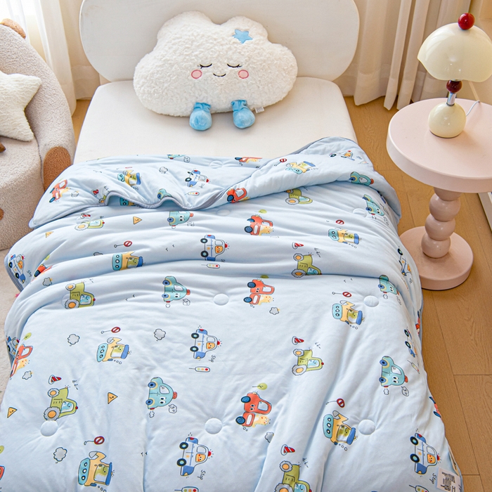 91家纺网 家纺一手货源 找家纺 鱼宝 2026春夏新款儿童针织棉夏被夏凉被空调被 汽车总动员