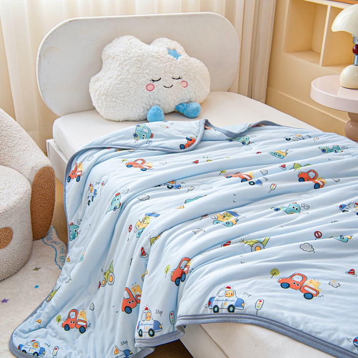 91家纺网 家纺一手货源 找家纺 鱼宝 2026春夏新款儿童针织棉夏被夏凉被空调被 汽车总动员