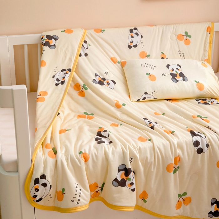91家纺网 家纺一手货源 找家纺 鱼宝 2026春夏新款儿童针织棉夏被夏凉被空调被 水果熊猫