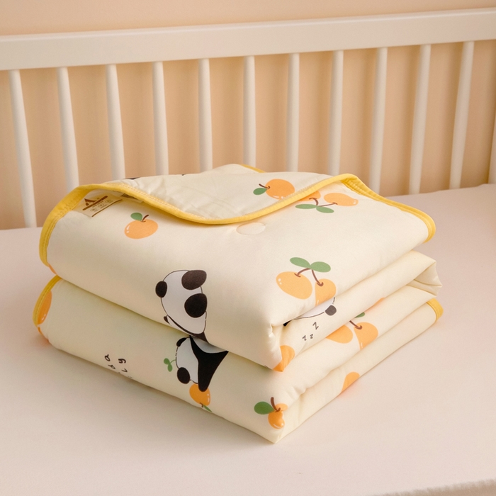 91家纺网 家纺一手货源 找家纺 鱼宝 2026春夏新款儿童针织棉夏被夏凉被空调被 水果熊猫