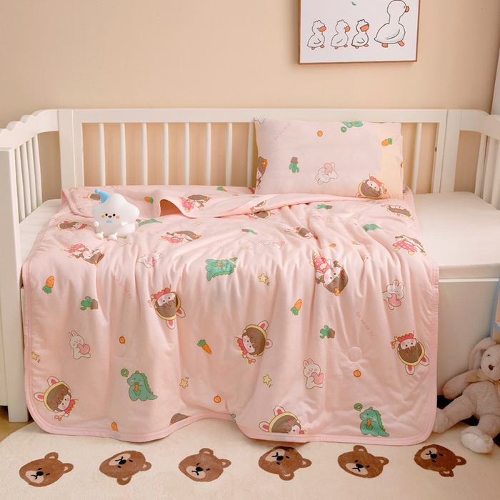 91家纺网 家纺一手货源 找家纺 鱼宝 2026春夏新款儿童针织棉夏被夏凉被空调被 小兔公主