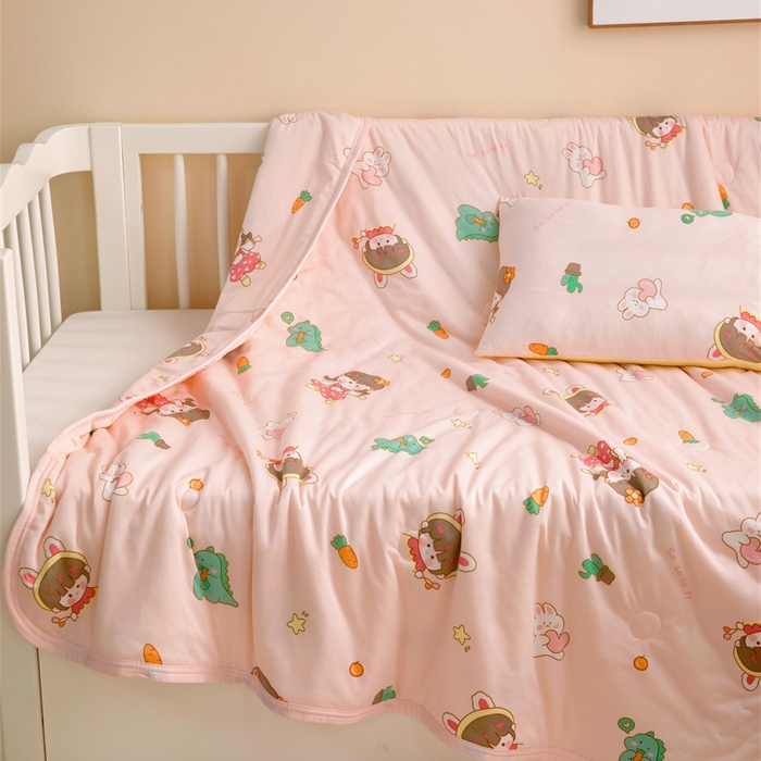 91家纺网 家纺一手货源 找家纺 鱼宝 2026春夏新款儿童针织棉夏被夏凉被空调被 小兔公主